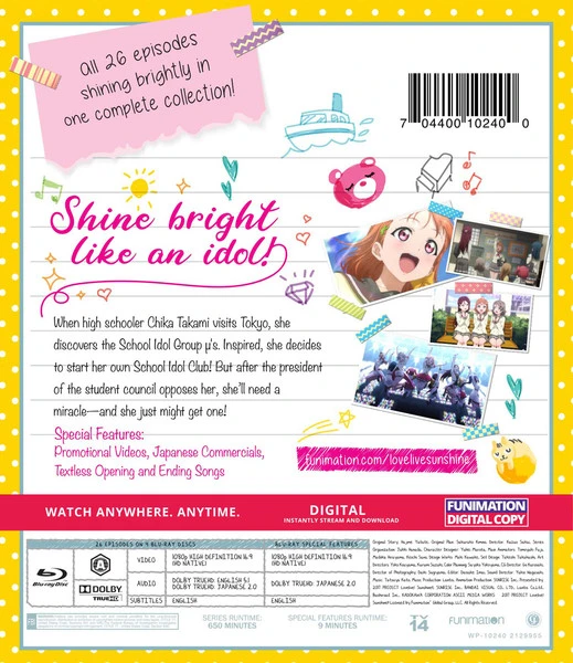 FUNIMATION/CRUNCHYROLL Love Live! Sunshine!! The Complete Series Essentials Blu-ray - Image 2